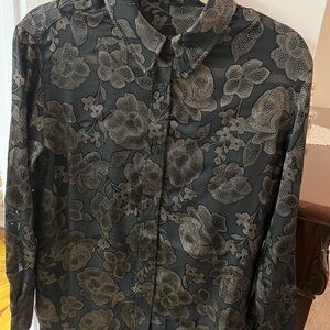Elegant Black and Gray Floral Woman’s  Shirt